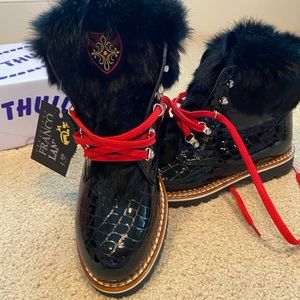 Gorsuch Cori Laque Hiker Boots - black rabbit fur 41